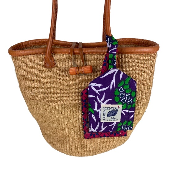 Kenya Kanga Handbags - Kenya Kanga Collection Woven Straw Tote Satchel Bag Handmade Tan